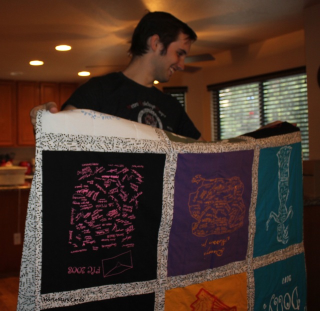 theater t-shirts made into a memory quilt