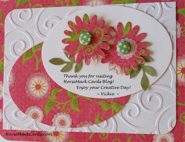 card with flowers, embossed swirls