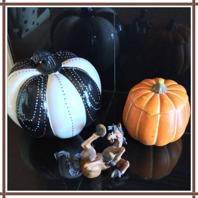 Ceramic pumpkins, collections, horse figurine