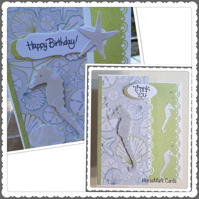 Seahorses and seashells Birthday Card